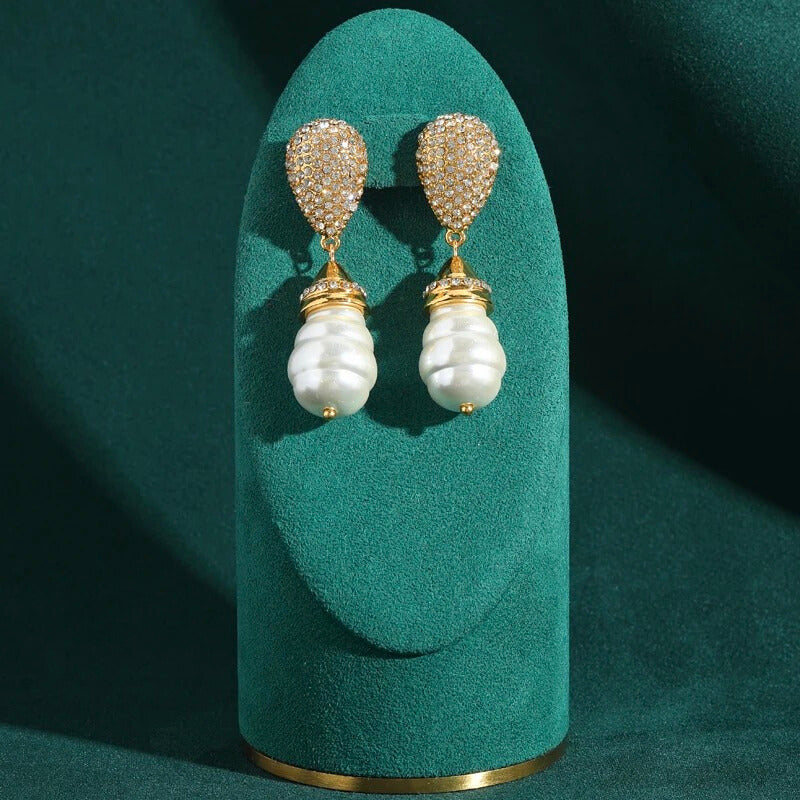 Auraline™ Vintage Baroque Pearl Bridal Drop Earrings
