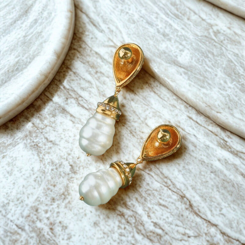 Auraline™ Vintage Baroque Pearl Bridal Drop Earrings