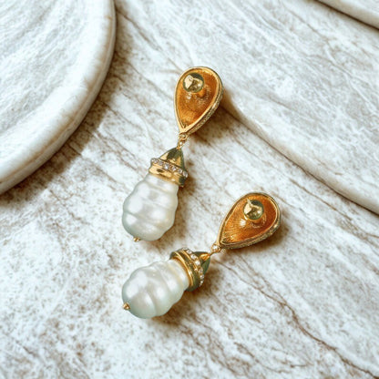 Auraline™ Vintage Baroque Pearl Bridal Drop Earrings