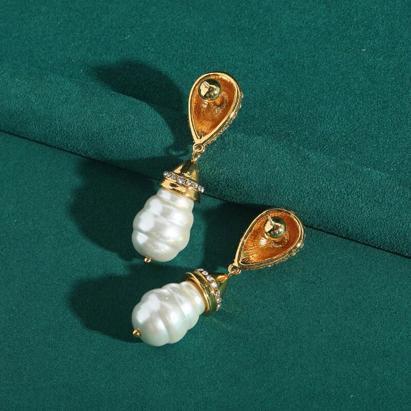 Auraline™ Vintage Baroque Pearl Bridal Drop Earrings