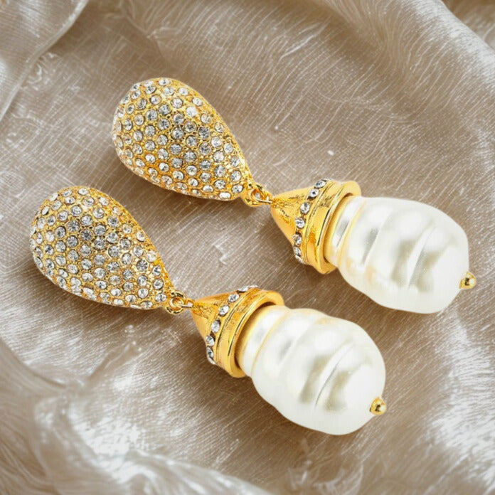 Auraline™ Vintage Baroque Pearl Bridal Drop Earrings