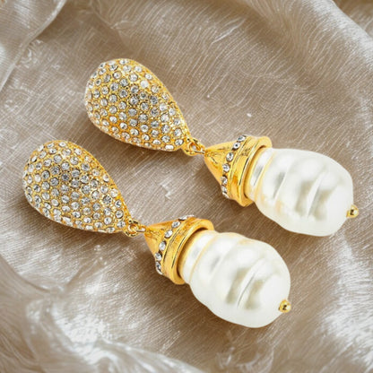Auraline™ Vintage Baroque Pearl Bridal Drop Earrings