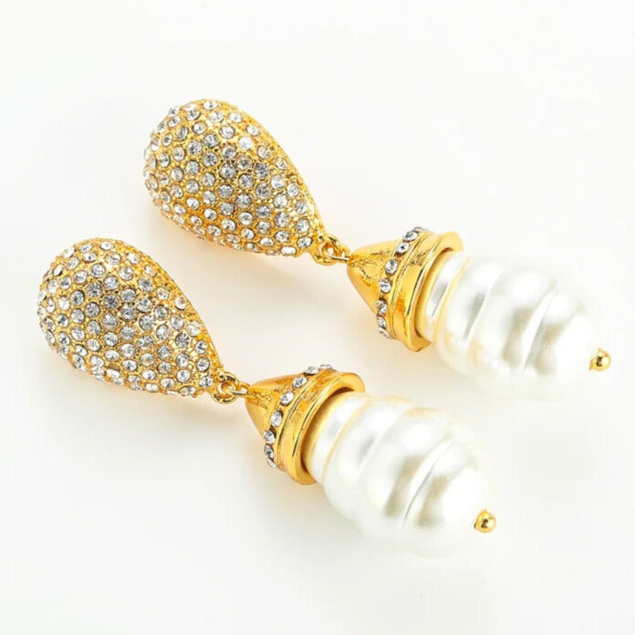 Auraline™ Vintage Baroque Pearl Bridal Drop Earrings