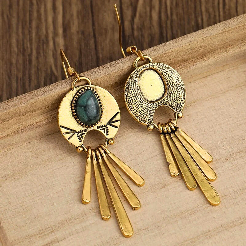 Azmira™ Bohemian Turquoise Tassel Festival Earrings