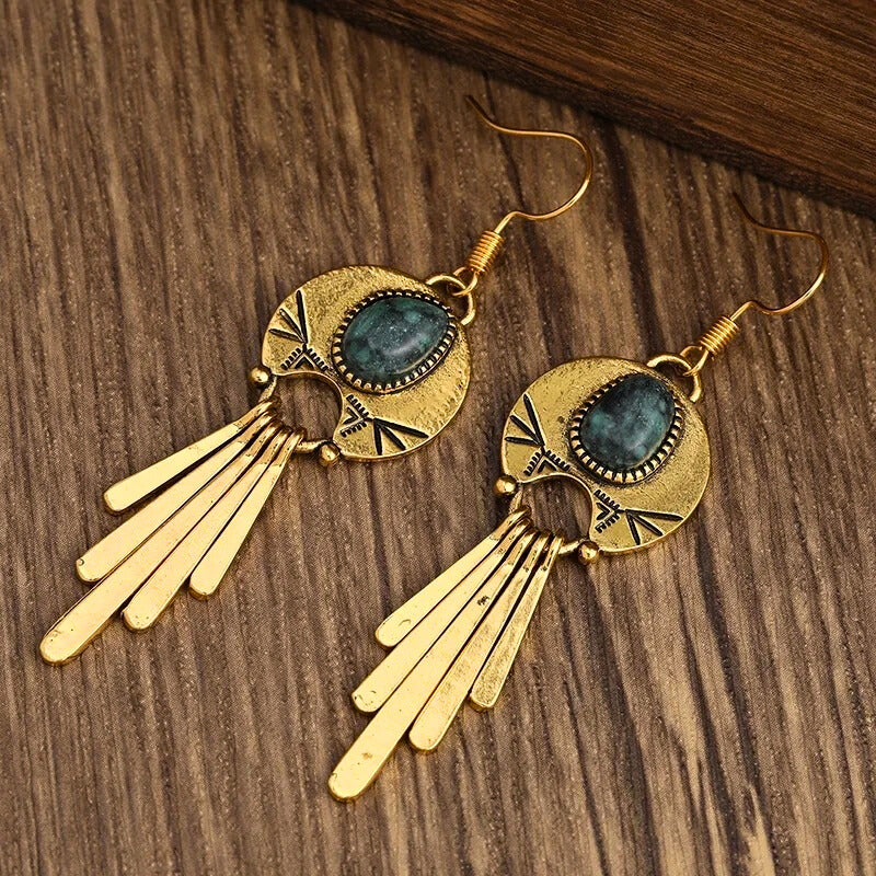 Azmira™ Bohemian Turquoise Tassel Festival Earrings