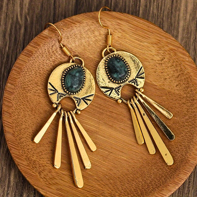 Azmira™ Bohemian Turquoise Tassel Festival Earrings