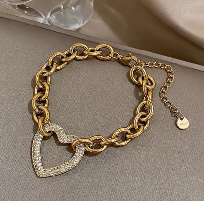 Auphelia™ Punk Chunky Gold Heart Chain Bracelet