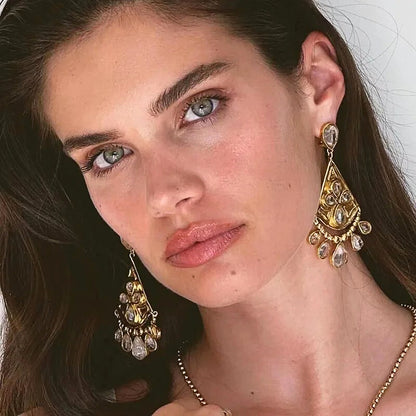 Briselle™ Vintage Crystal Fan Statement Earrings