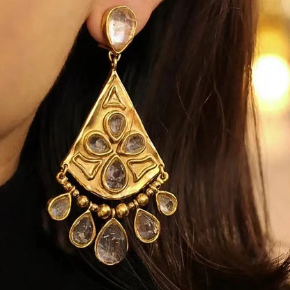 Briselle™ Vintage Crystal Fan Statement Earrings