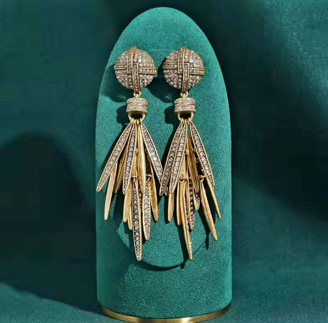 Tiffany™ Vintage Large Rhinestone Tassel Earrings