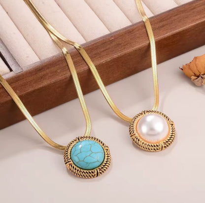 Belinda™ 18K Gold Turquoise Blade-Chain Pendant Necklace