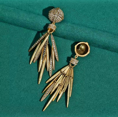 Tiffany™ Vintage Large Rhinestone Tassel Earrings