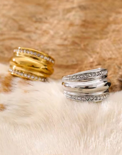 Falinda™ Wide Zirconia PVD-Plated Stainless Steel Ring