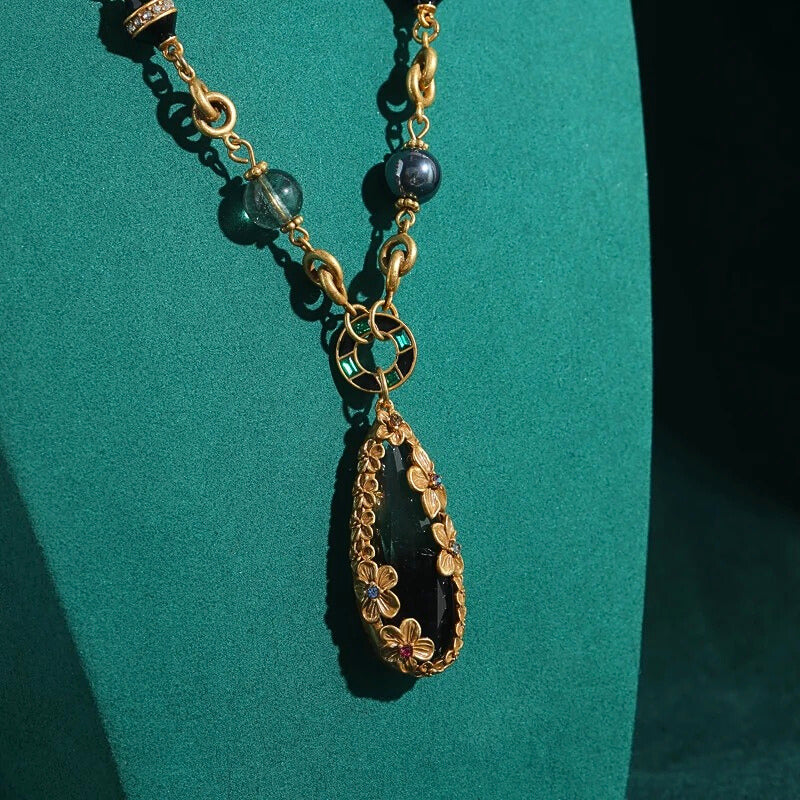 Caflora™ Vintage Crystal Blossom Pendant Necklace