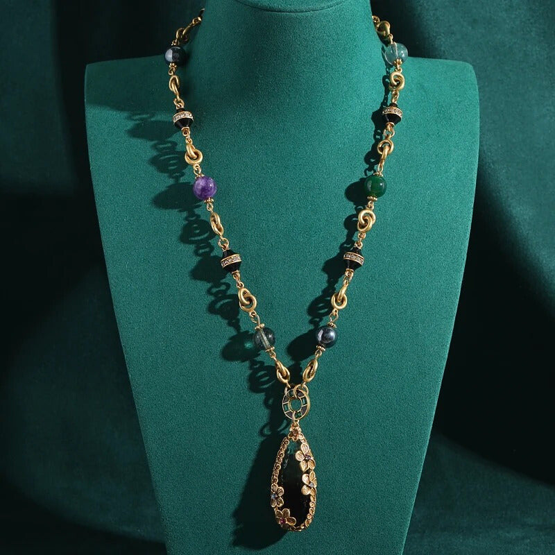 Caflora™ Vintage Crystal Blossom Pendant Necklace