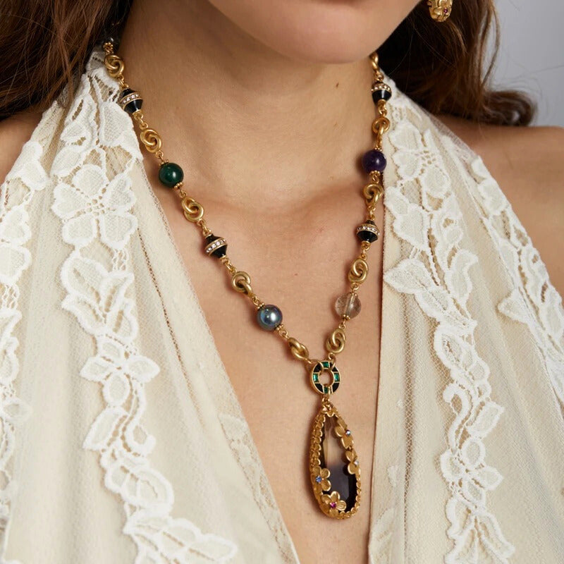 Caflora™ Vintage Crystal Blossom Pendant Necklace