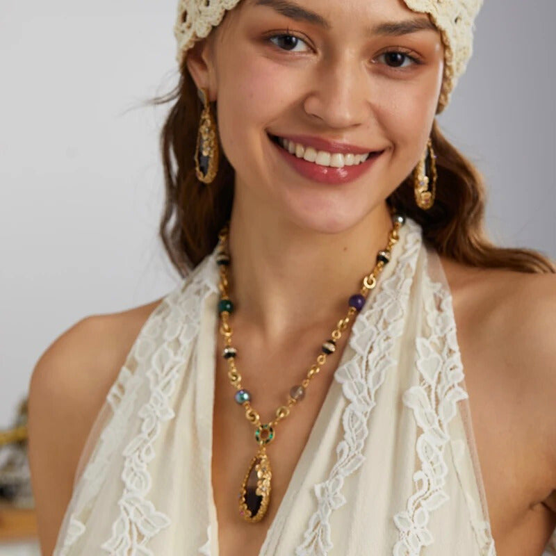 Caflora™ Vintage Crystal Blossom Pendant Necklace