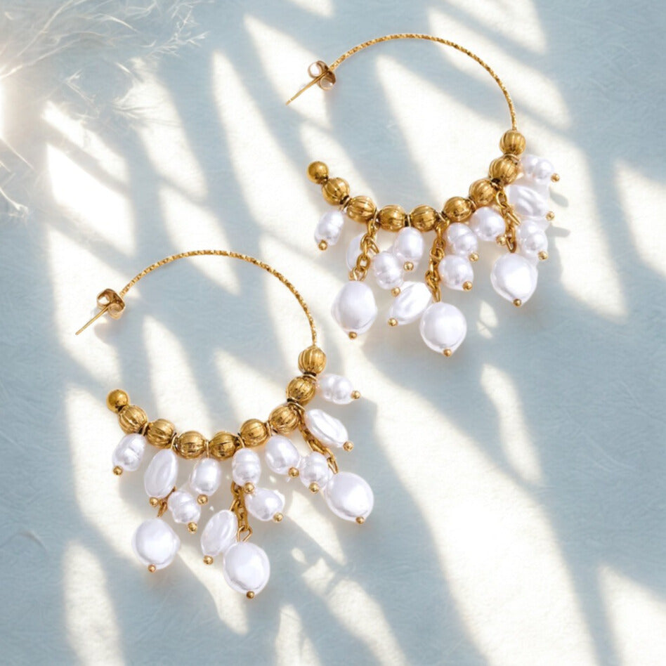 Cavellia™ Handcrafted Baroque Pearl Drop Earrings – Timeless Stainless Steel Elegance