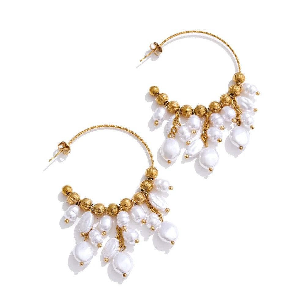 Cavellia™ Handcrafted Baroque Pearl Drop Earrings – Timeless Stainless Steel Elegance