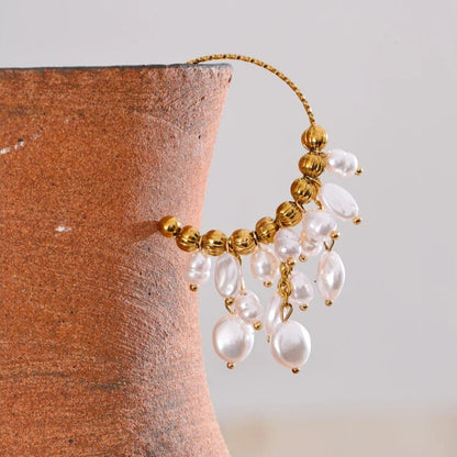 Cavellia™ Handcrafted Baroque Pearl Drop Earrings – Timeless Stainless Steel Elegance