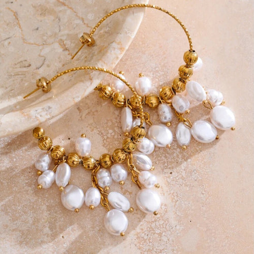 Cavellia™ Handcrafted Baroque Pearl Drop Earrings – Timeless Stainless Steel Elegance