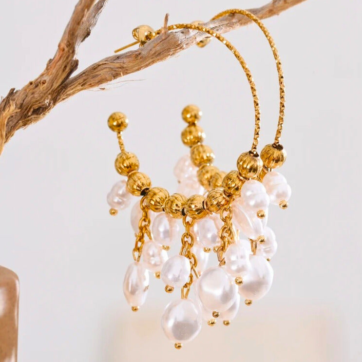 Cavellia™ Handcrafted Baroque Pearl Drop Earrings – Timeless Stainless Steel Elegance