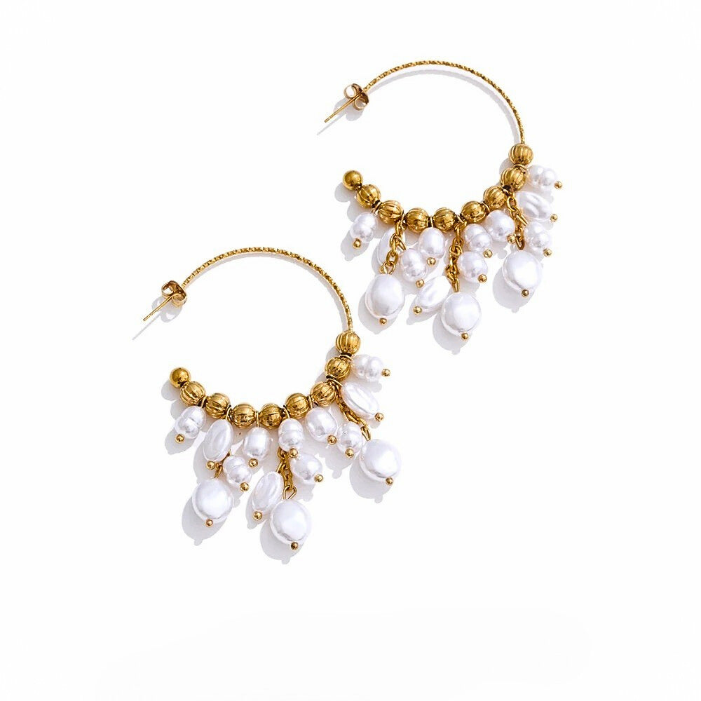 Cavellia™ Handcrafted Baroque Pearl Drop Earrings – Timeless Stainless Steel Elegance