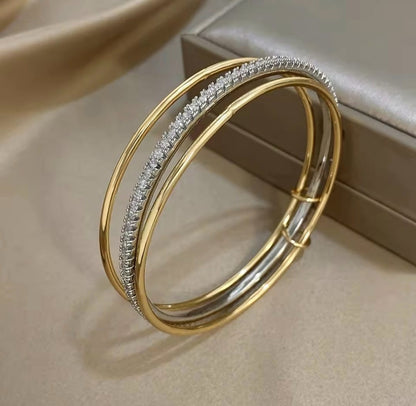 Valentina™ Three-Piece Two-Tone Rhinestone Stackable Bangles