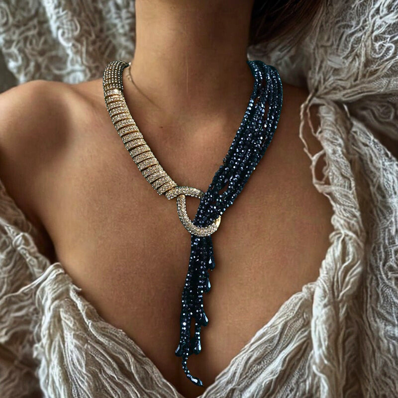 Darivelle™ Statement Resin Pendant Necklace – Vintage Long Gold Designer Jewelry