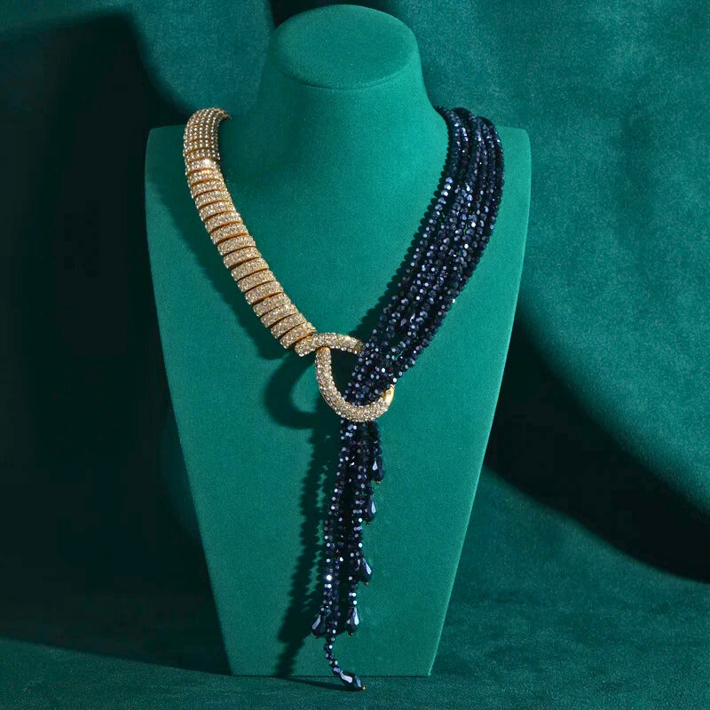 Darivelle™ Statement Resin Pendant Necklace – Vintage Long Gold Designer Jewelry