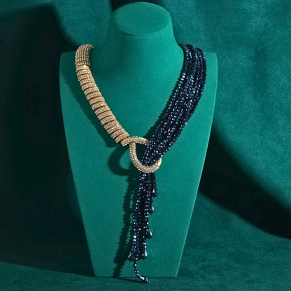 Darivelle™ Statement Resin Pendant Necklace – Vintage Long Gold Designer Jewelry