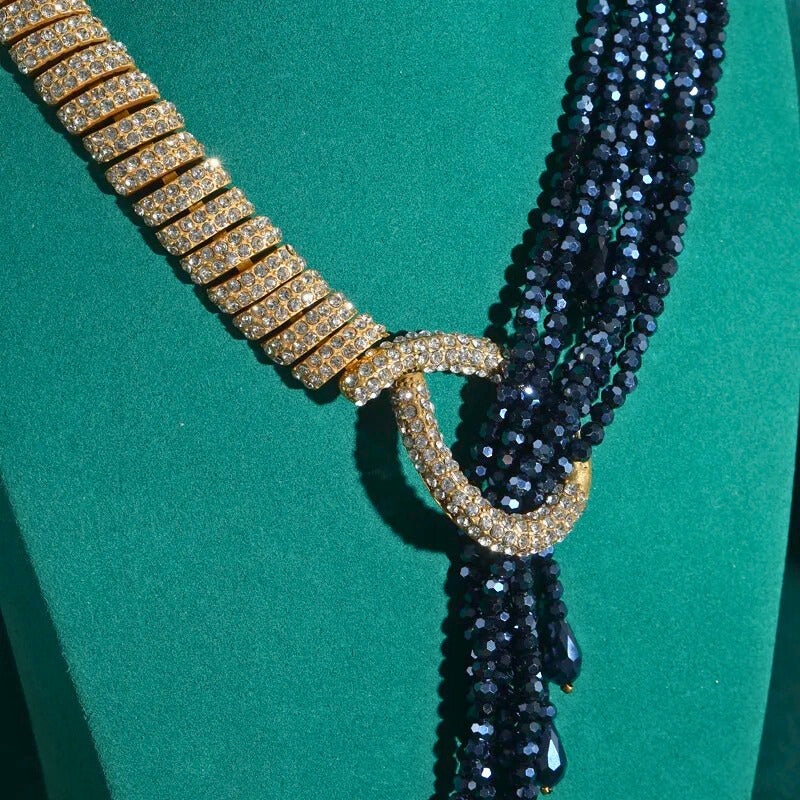 Darivelle™ Statement Resin Pendant Necklace – Vintage Long Gold Designer Jewelry