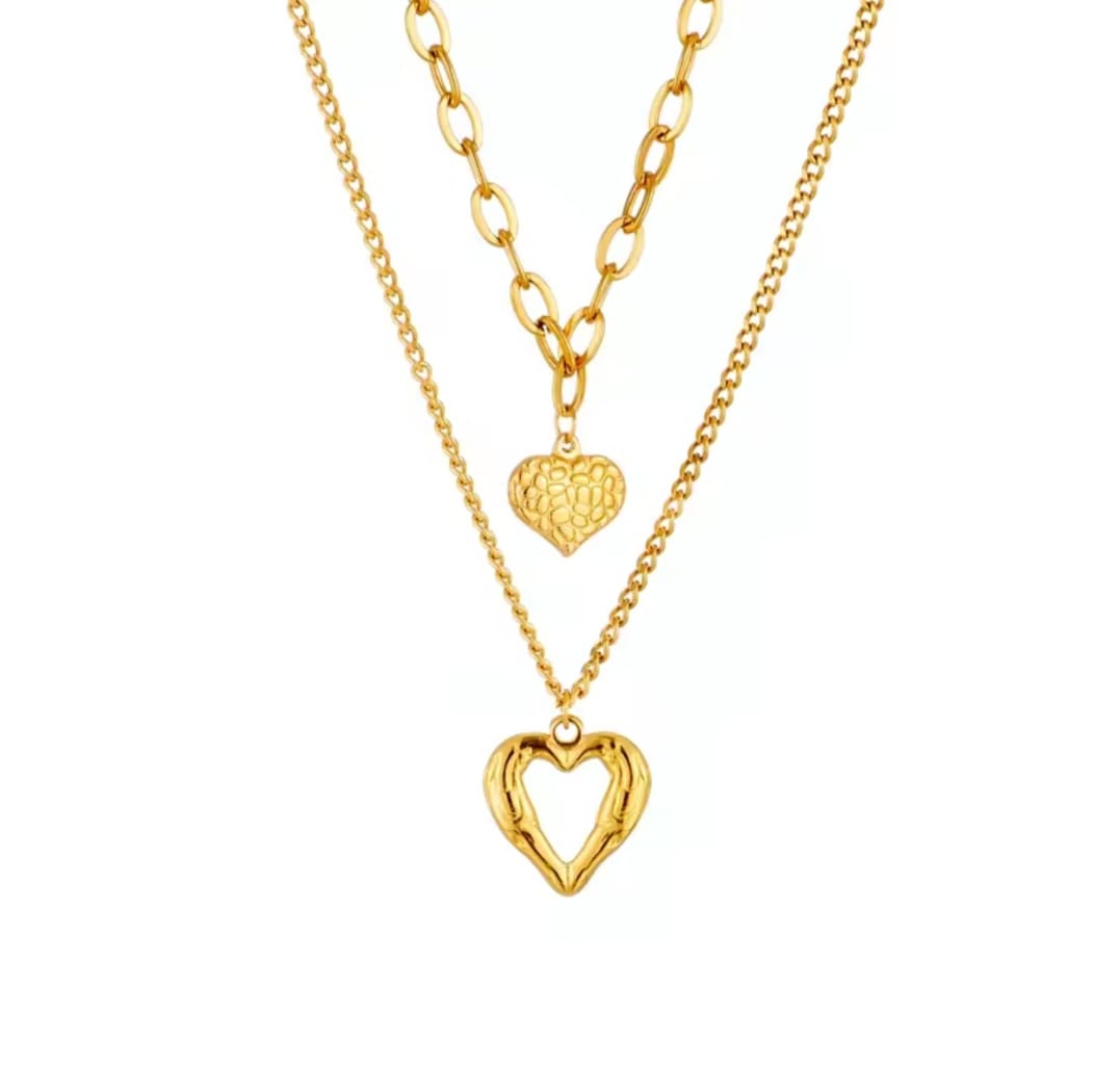 Felicitas™ 316L Stainless Steel Double Love Textured Necklace