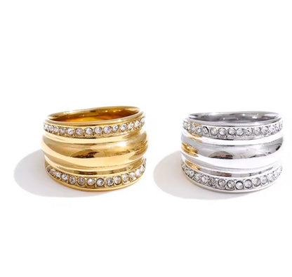 Falinda™ Wide Zirconia PVD-Plated Stainless Steel Ring