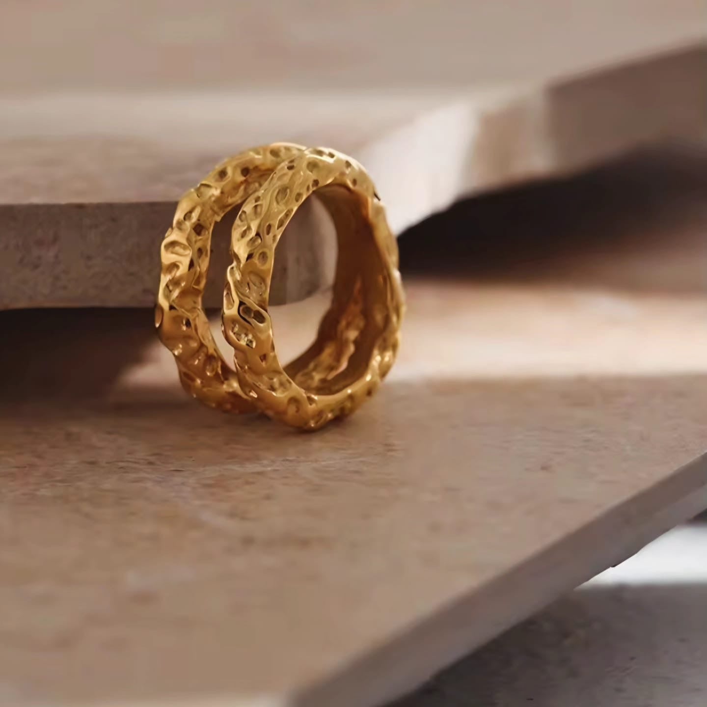 Blashette™ Gold Textured Stainless Steel Ring