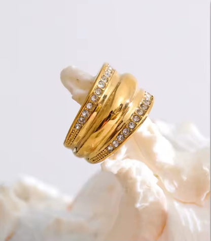 Falinda™ Wide Zirconia PVD-Plated Stainless Steel Ring