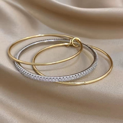 Valentina™ Three-Piece Two-Tone Rhinestone Stackable Bangles