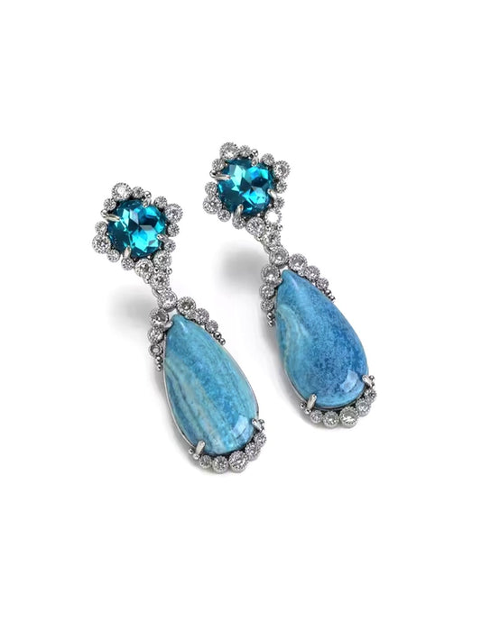 Aparina™ Vintage Sea Blue Crystal Drop Earrings