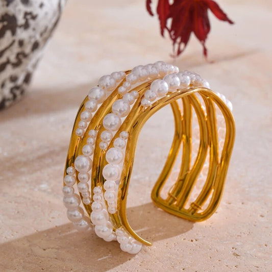 Elvarra™ Elegant Pearl Cuff Bracelet