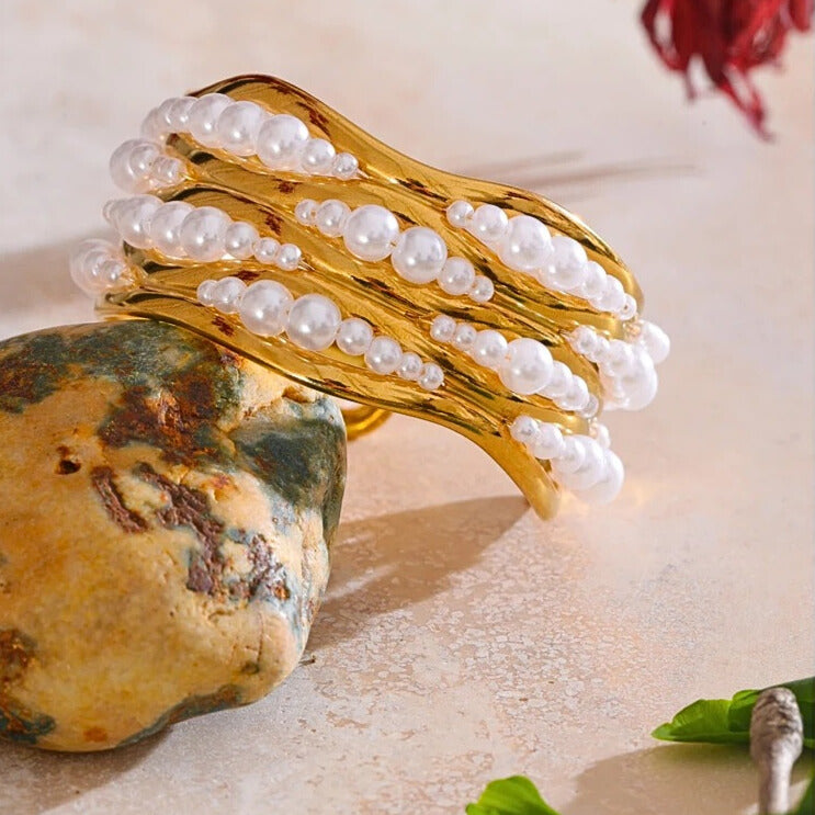 Elvarra™ Elegant Pearl Cuff Bracelet