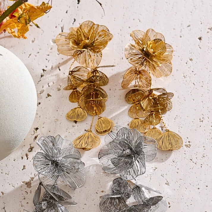 Elarose™ Floral Tassel Statement Brooch – Exquisite Long Drop Leaf Design for Bold Fashion & Performance Accessories