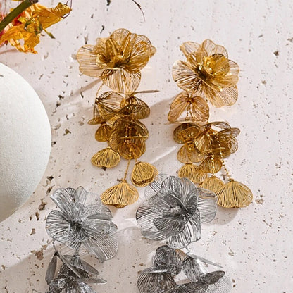 Elarose™ Floral Tassel Statement Brooch – Exquisite Long Drop Leaf Design for Bold Fashion & Performance Accessories