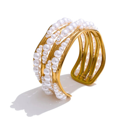 Elvarra™ Elegant Pearl Cuff Bracelet