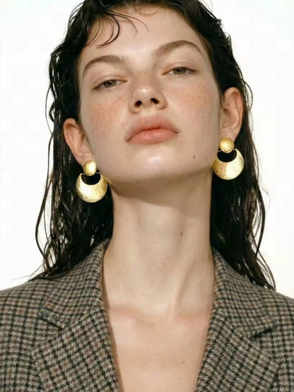 Aurevia™ Hammered Geometric Stainless Steel Statement Earrings