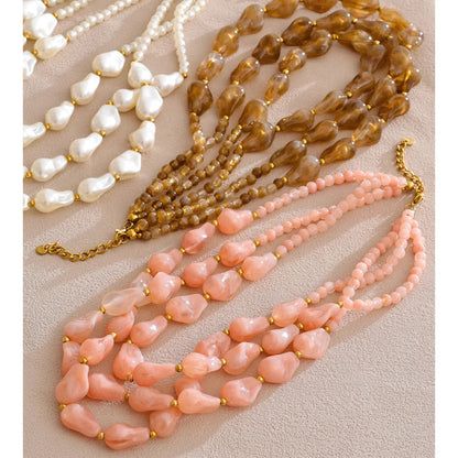 Clervont™ Handmade Layered Pearl Teardrop Necklace