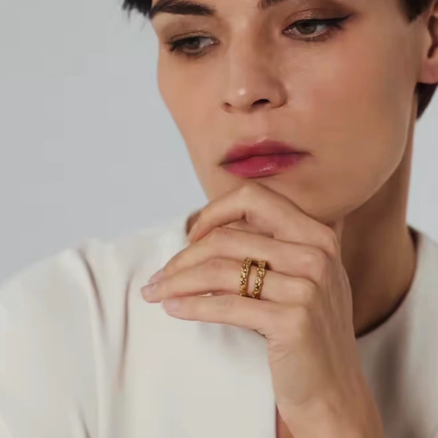 Blashette™ Gold Textured Stainless Steel Ring