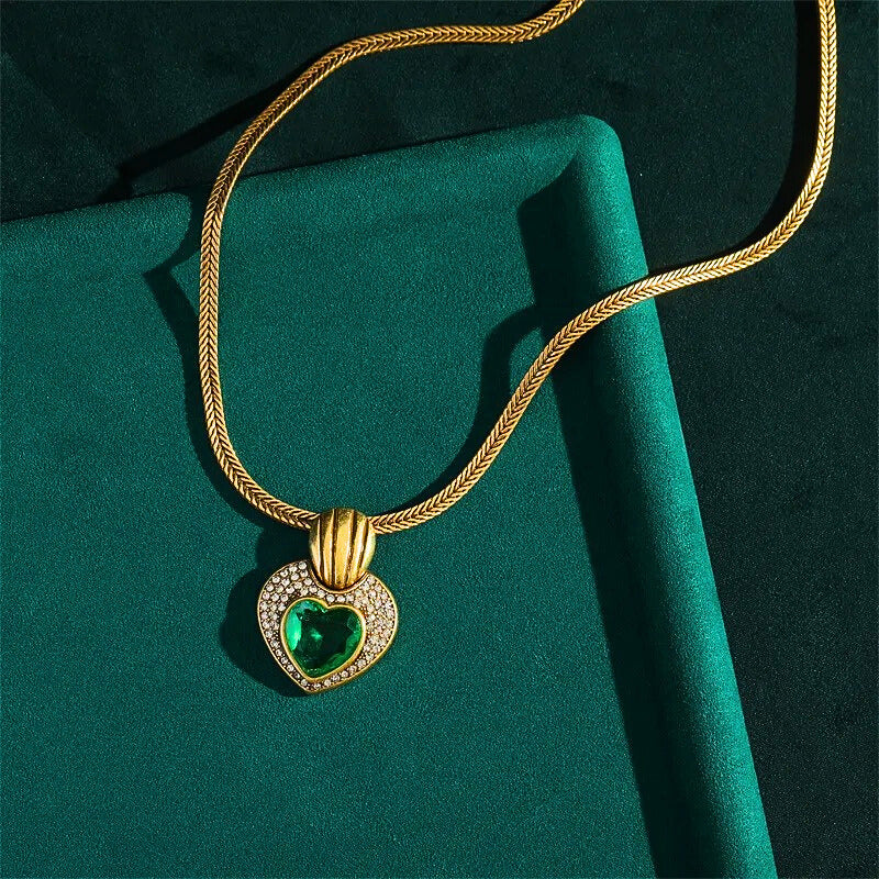 Emerelle™Emerald Crystal Heart Necklace