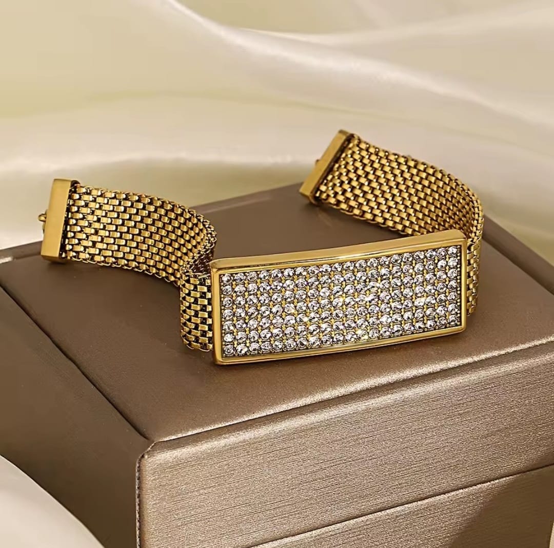 Brionne™ Gold Rhinestone Stainless Steel Bracelet