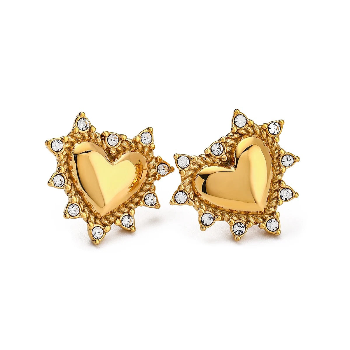 Favant™ Gold Heart Zirconia Stud Earrings
