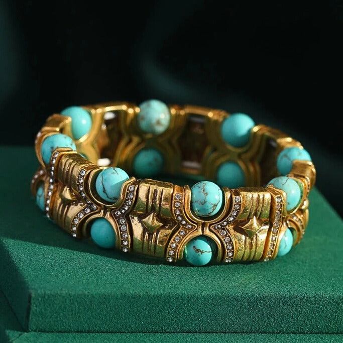 Glevara™ Vintage Turquoise Crystal Bangle